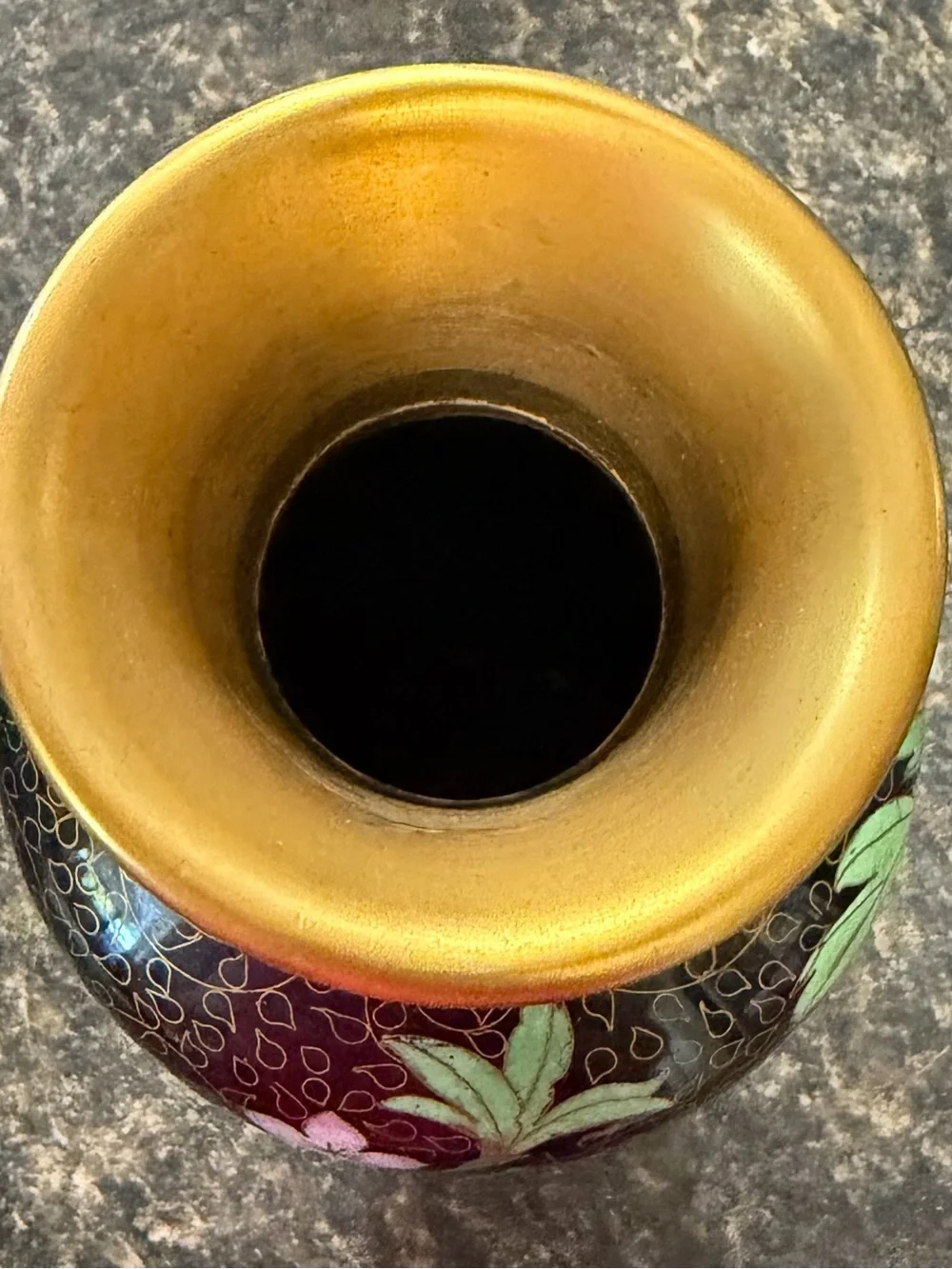 Black Cloisonné Vase with Floral & Butterfly Motif - Picture 5 of 6